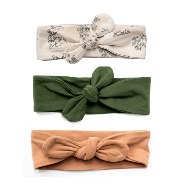 Burrow & Be Essentials Baby Head Band - Almond Burrowers, Pine, Tawny Brown