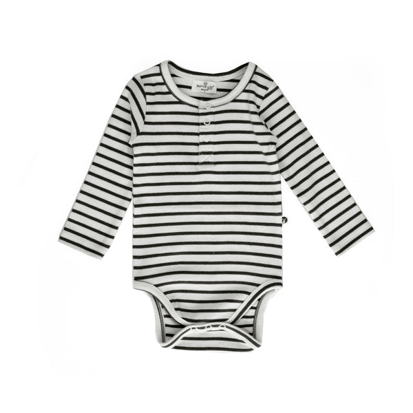 Burrow & Be Henley Rib Baby Bodysuit - Black Stripe