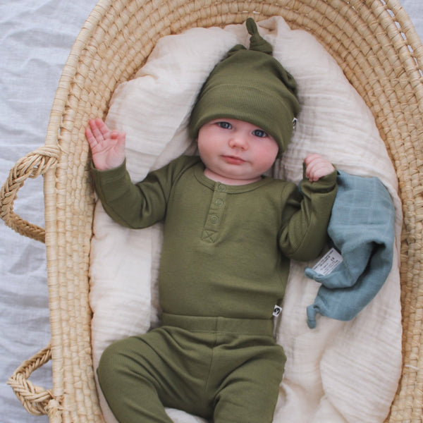 Burrow & Be Rib Bodysuit + Leggings Set - Olive