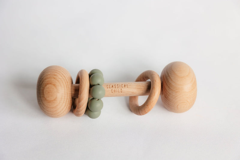 Classical Child Beech Rattle Sage