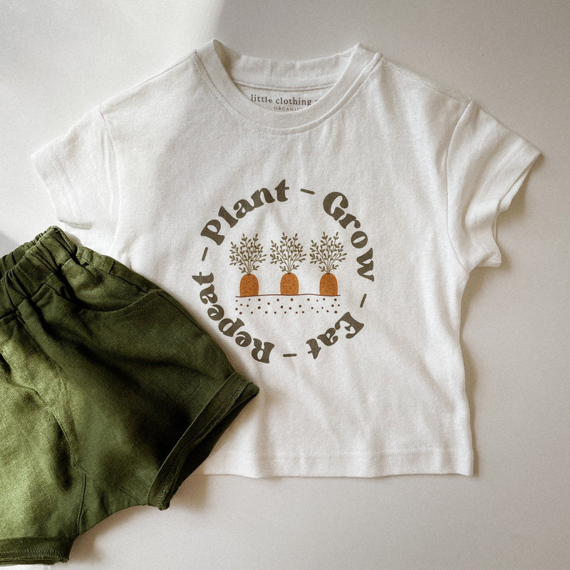 Little Clothing Co. Plant - Grow - Eat - Repeat Tee in Hemp & Organic Cotton