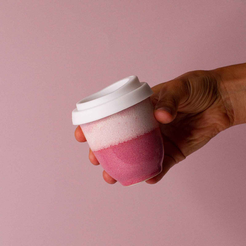 Pottery For The Planet | Ceramic Travel Cup | Raspberry Beret