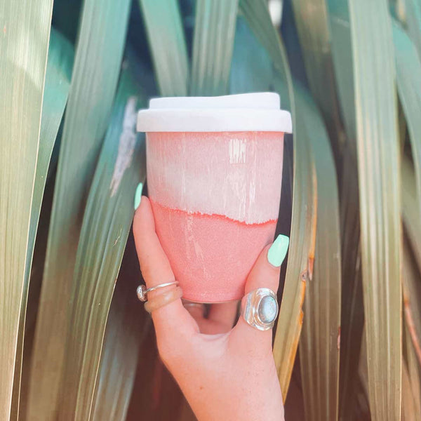 Pottery For The Planet | Ceramic Travel Cup | Raspberry Beret