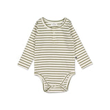 Burrow & Be Henley Rib Baby Bodysuit - Olive Stripe