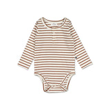 Burrow & Be Henley Rib Baby Bodysuit - Russet Stripe