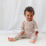 Burrow & Be Henley Rib Baby Bodysuit - Russet Stripe