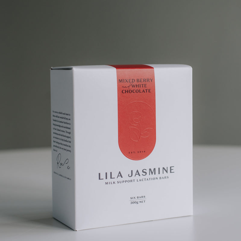 Lila Jasmine Lactation Bars - Berry + White Chocolate Box of 6