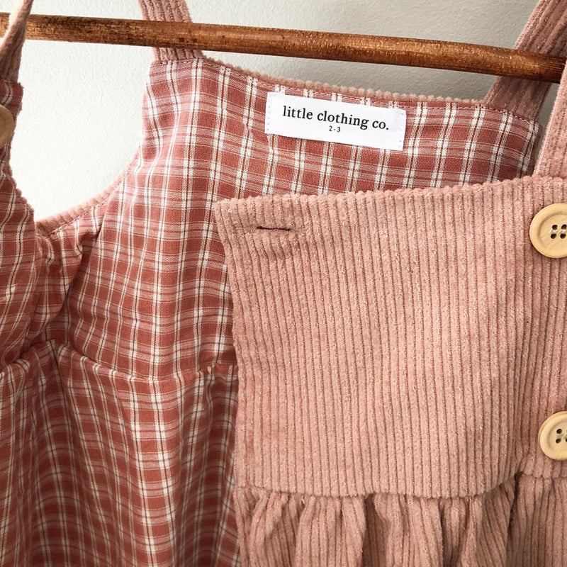 Little Clothing Co. Charming Corduroy Pinafore Dress - Mustard or Dusty Pink