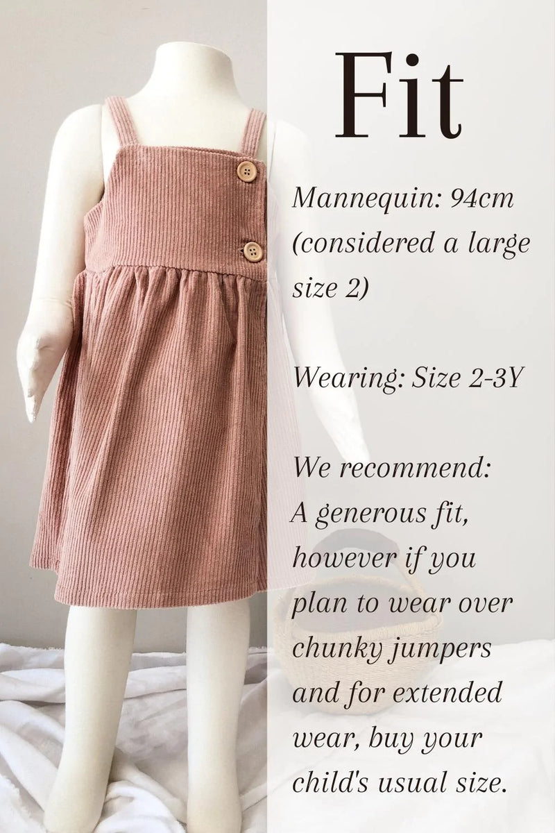 Little Clothing Co. Charming Corduroy Pinafore Dress - Mustard or Dusty Pink