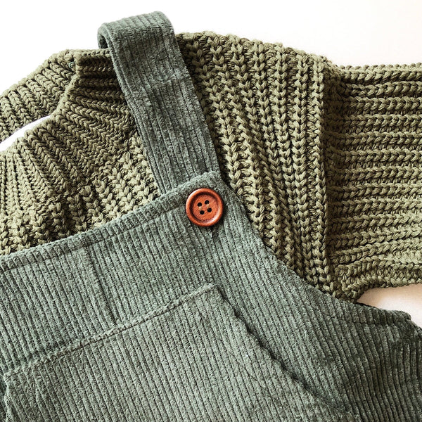 Little Clothing Co. Classic Chunky Corduroy Pocket Overalls - Forest Green