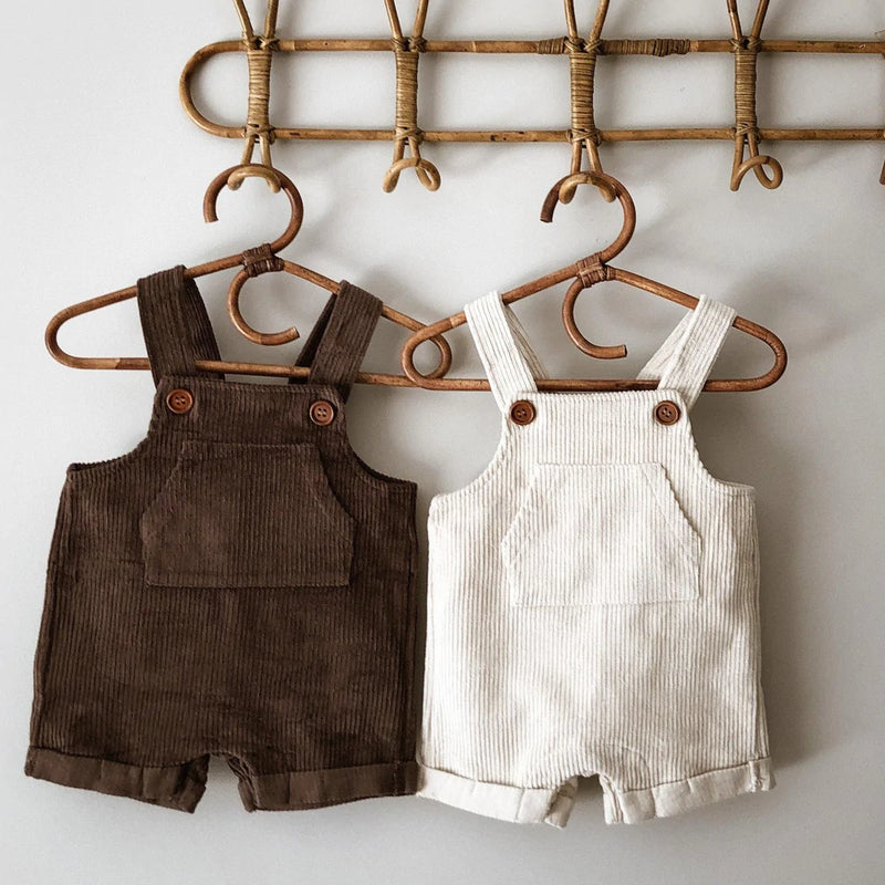 Little Clothing Co. Cordie Shortie Corduroy Overalls - Dark Coffee or Oatmeal