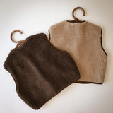Little Clothing Co. Cosy Teddy Vest with Corduroy Trim - Chocolate or Cream