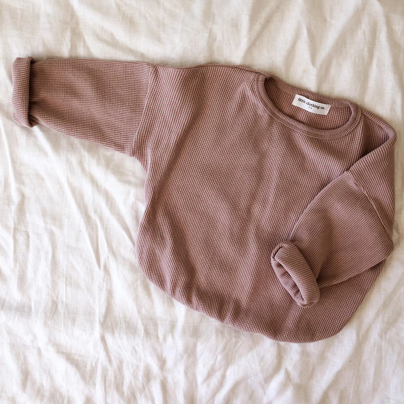 Little Clothing Co. Long Sleeve Waffle Pullover Tee - Lilac or Olive