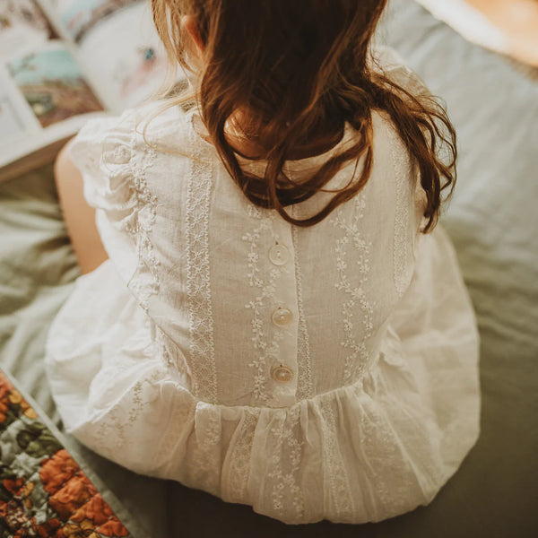 Little Clothing Co. Pretty in White Vintage Inspired Embroidered Dress