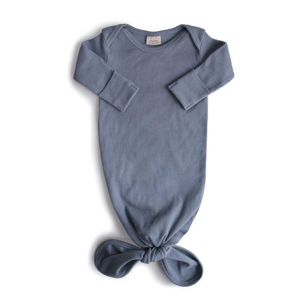 Mushie Ribbed Knotted Baby Gown - Tradewinds