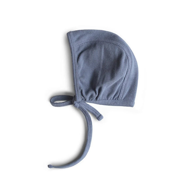 Mushie Ribbed Baby Bonnet - Tradewinds