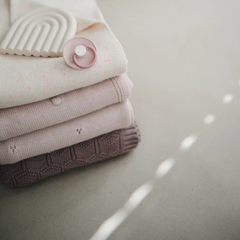 Mushie Knitted Pointelle Baby Blanket - Blush