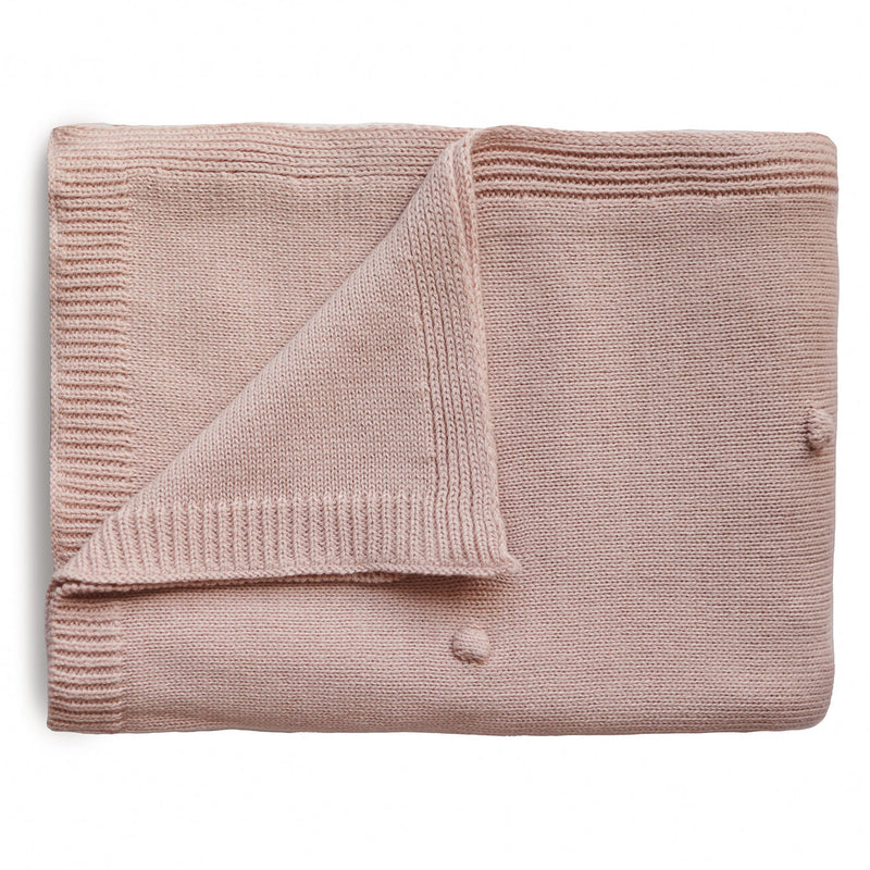 Mushie Knitted Textured Dots Baby Blanket - Blush