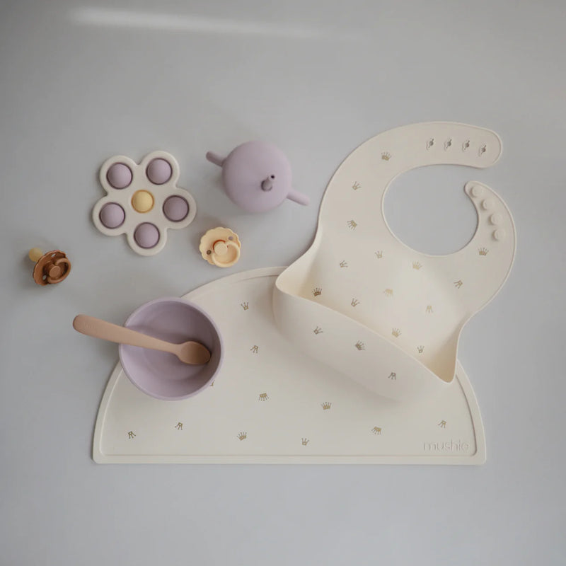 Mushie Flower Press Toy - Soft Lilac/Daffodil/Ivory