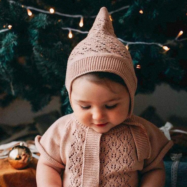 Little Clothing Co. Pointelle Knitted Pixie Bonnet