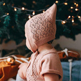 Little Clothing Co. Pointelle Knitted Pixie Bonnet