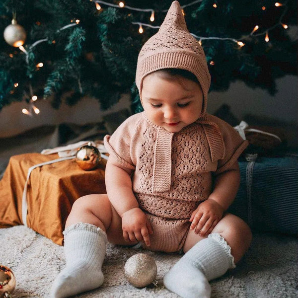 Little Clothing Co. Pointelle Knitted Romper
