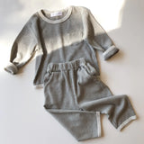 Little Clothing Co. Two Tone Waffle Cotton Lounge and Play Set - Marle Grey