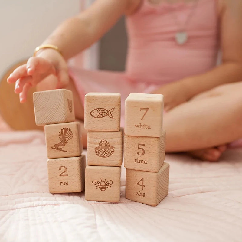 Over the Dandelions Tahi Rua Toru Wooden Block Set